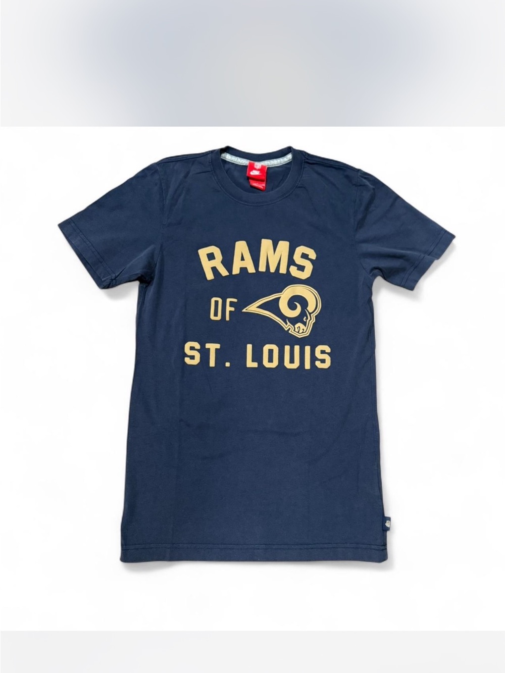Nike NFL Navy Rams of St. Louis Short Sleeve Tee with Gold Logo